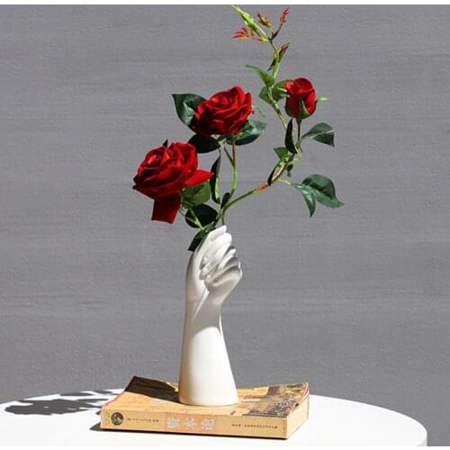 Nordic Ceramic Flower Vases Creative Hand-shaped Vase Ins Art Hydroponic Plant Container Artificial Flower Holder for Home Decor