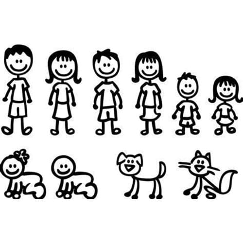 18*11.5cm Stick Figure Family Set Decal Vinyl Sticker Car Warm And Romantic Decor Decals Vinyl Car Wrap