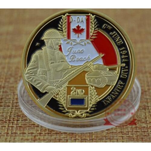 WW II D-Day Normandy Juno Beach Military Canadian The 3rd Infantry Division Gold Memorial Challenge Coin Collectibles