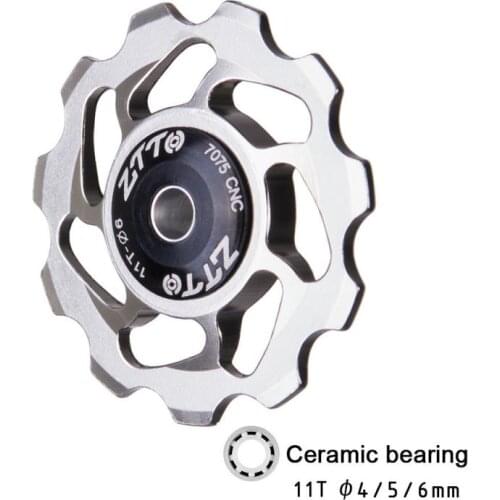 ZTTO Bike Rear Derailleur Jockey Wheel Ceramic Bearing Pulley CNC Road Bike Guide Roller Idler 4mm 5mm 6mm