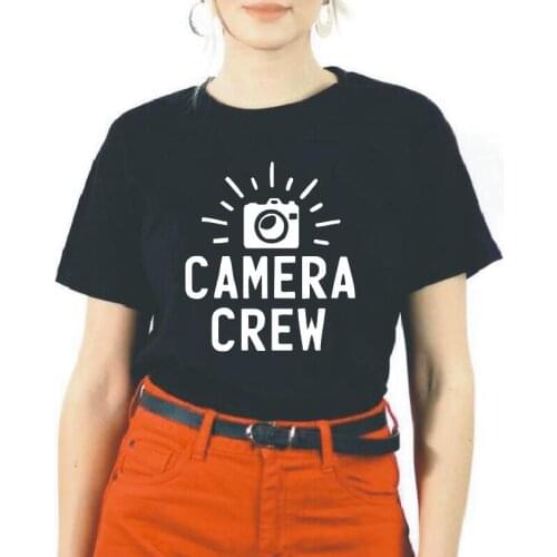 Funny Camera Crew Women Tshirt Graphic Tee Shirt Femme Tumblr Hipster Women Photographer Print T-shirt Women Tops Camiseta Mujer