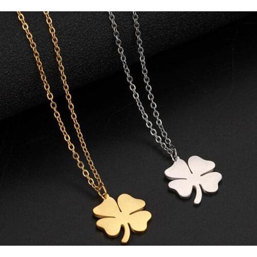 LIKGREAT Clover Women Necklace Lucky Talisman Amulet Stainless Steel Pendant Necklaces Fashion Jewelry choker for Friend Gift