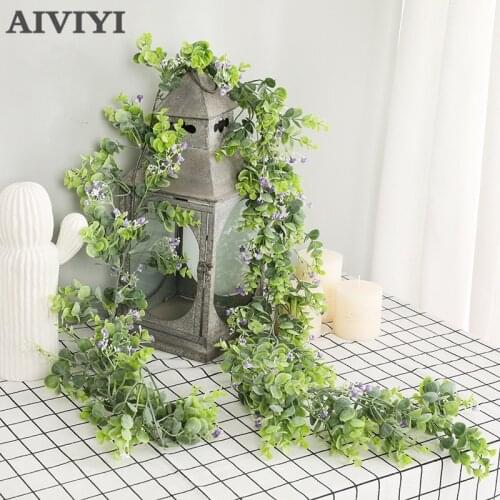 2 Meters Eucalyptus Gypsophila Rattan Wall Artificial Hanging Flower Plant Fake Rattan Flowers for Home Wedding Wall Decoration