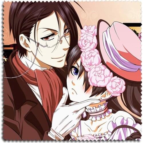 2pcs/set Anime Black Butler Flannel Eyeglass Lens Glasses Clean Cloth With Ciel Phantomhive Eyewear Accessories