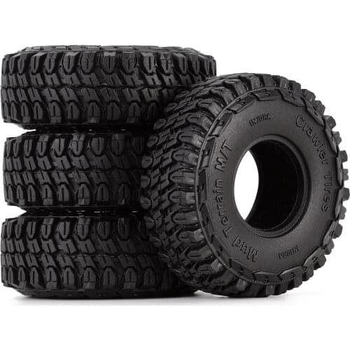 4PCS 1.0" Soft Rubber Mud Terrain M/T Tires for 1/18 1/24 RC Crawler Car Axial SCX24 Micro Car Upgrade Part