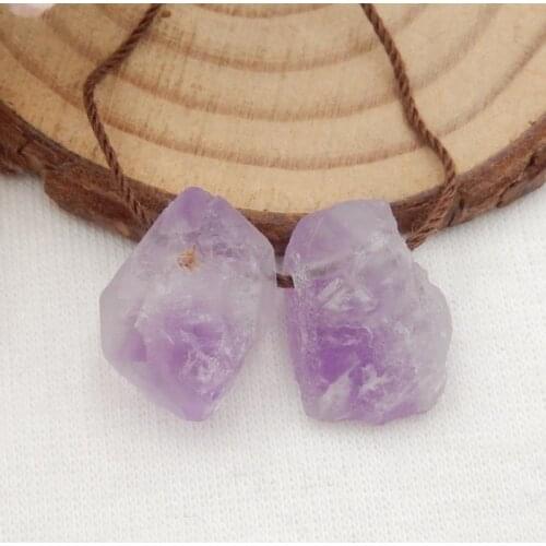 Accessories earrings,Semiprecious Stone,Natural Amethyst Carved Earrings Bead,Vertical drilling Quartz Earrings 517x12x4mm3..3g