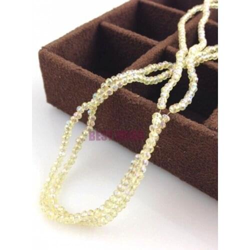 Free Shipping 390pcs Yellow AB Crystal Glass Faceted Rondelle Beads 2mm