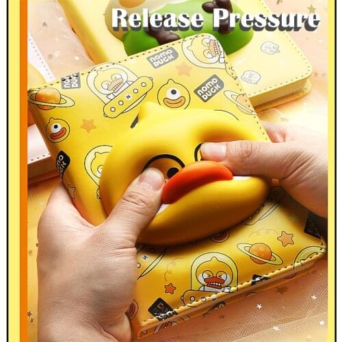 Pressure Release Hand Planner Notebook Cute Cartoon Dinosaur Duck Pig Student School Supplies Kids Diary Book Gift