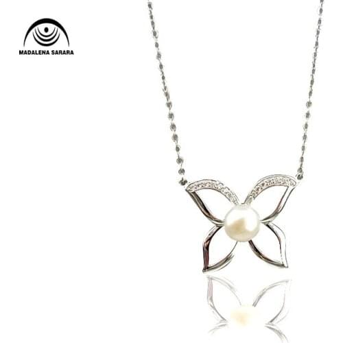 MADALENA SARARA sterling silver S925 AAA freshwater pearl pendant chain butterfly fashion popular