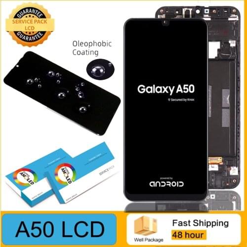 100% Original Display with frame for Samsung Galaxy A50 2019 A505F/DS A505F LCD Touch Screen Digitizer Assembly Repair Parts