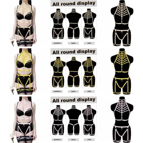 Thigh Bands Full Body Harness Hollow Bra Sexy Lingerie Set Fetish Erotic Festival Clothing Goth Accessories Pastel Goth Bondage