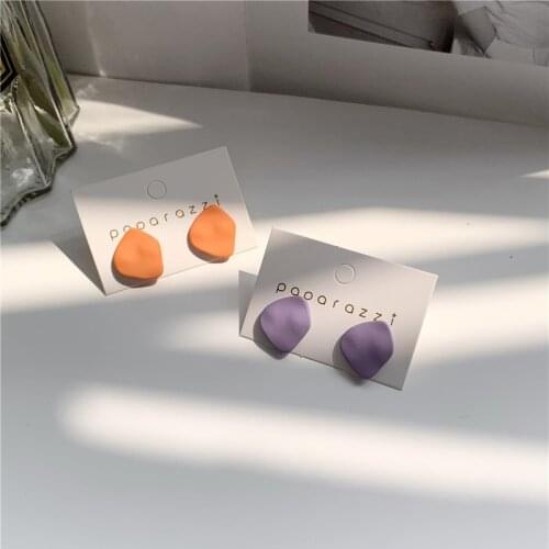 Purple temperament contracted fashion small pure and fresh and irregular geometrical earrings stud earrings jewelry accessories