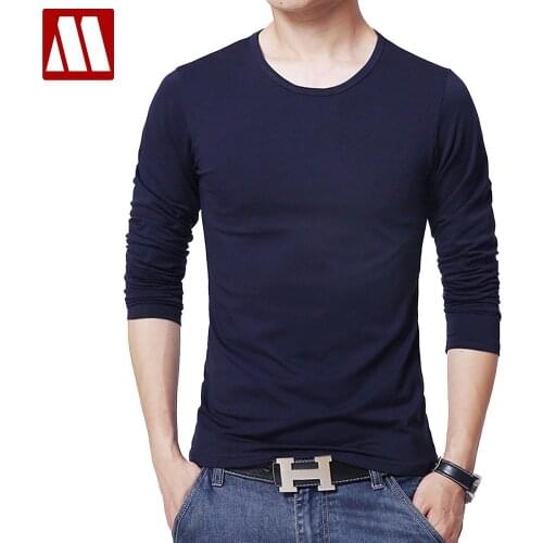 High quality Mens Casual Slim fit Long sleeve Tshirt Mens Crewneck Cotton T-shirts Male Tops Tees S M L XL XXL 3XL 4XL 5XL