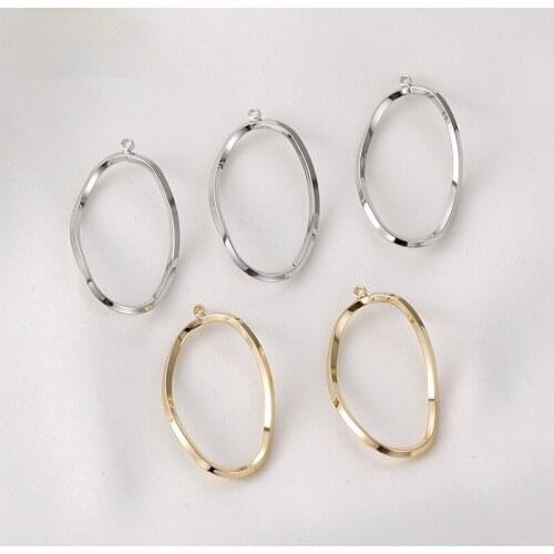 Color preserving 14K gold wrapped geometric twisted square shaped oval pendant DIY handmade earrings accessories materials