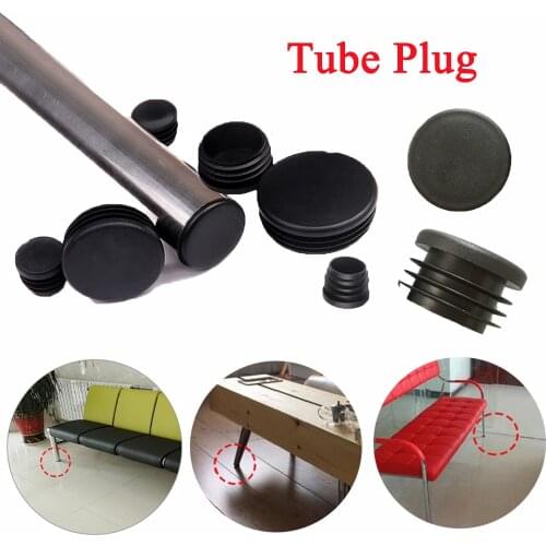 10pcs/pack Chair Leg Caps Black Round Plastic Plug In Round Steel Pipe Inner Sleeve Head Table Chair Furniture Foot Pad Non-Slip
