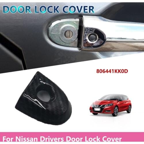 Carbon Fiber 806441KK0D For Nissan Juke &Micra Drivers Door Lock Cover with Key Hole Car Accessories Replacement Door Lock Cover