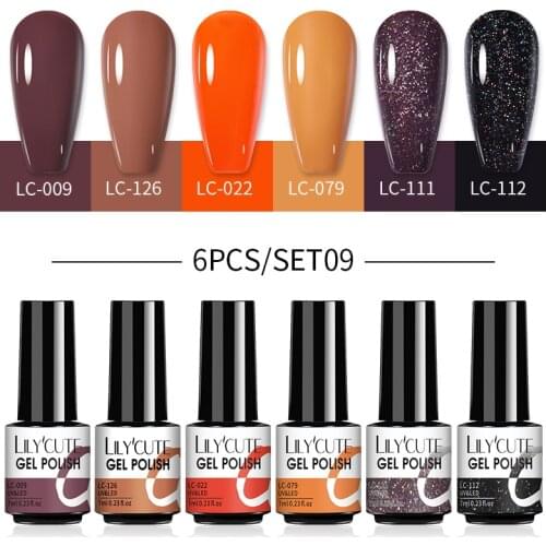 LILYCUTE Gel Nail Polish Set 2/4/6 Pcs Mix Color Nail Kit For Manicure Nail Polish Vernis Semi Permanent UV Lamp Gellak Nail Kit