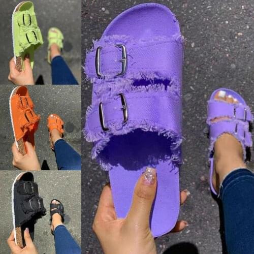 Fashion Flip Flop Sandals Double Buckle Anti Skid Rubber Womens Comfort EVA Slides Sandals For Outdoor All-match Beach Shoes