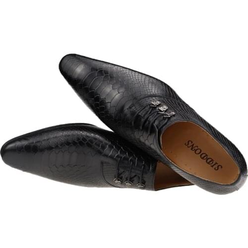 Shoes men formal mens shoe Cow leather Zapatos social male Wedding dress sapato loafer oxford Serpentine printing Genuine