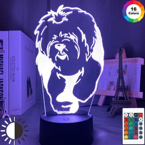 Cute Dog Old English Sheepdog 3d Night Lamp for Kids Child Bedroom Decoration Nightlight Color Changing Baby Led Night Light USB