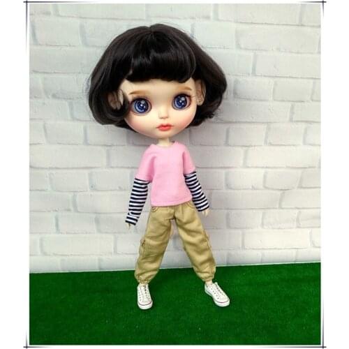 New Fashion Doll’s Blyth Clothes Brown Work Pant for 1/6 Dolls Accessories blyth T-shirt fit(blyth,barbies,Azone,1/6 doll)