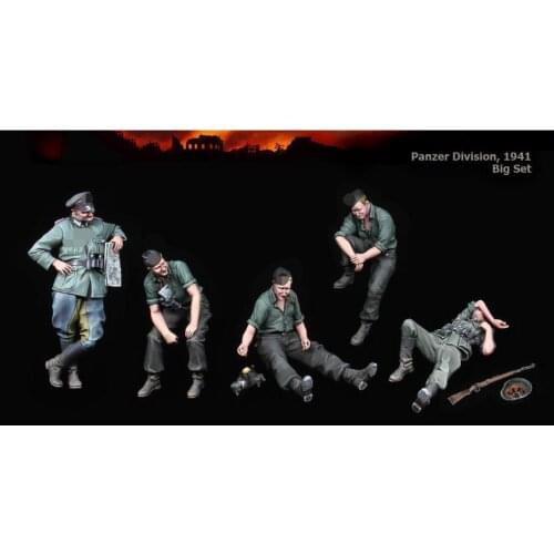 New Unassembled 1/35 PANZER DIVISION 1941 (5 figure ) Resin Kit DIY Toys Unpainted resin model