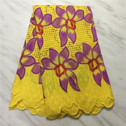 Latest Swiss Voile Lace Embroidered In Switzerland 100% Cotton Fabric African Lace Fabrics 5yards Sewing For Nigeria Wear Dress