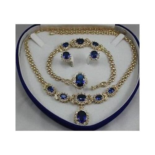 NEW womens jewelry aquamarine Earring Bracelet Necklace Ring no box