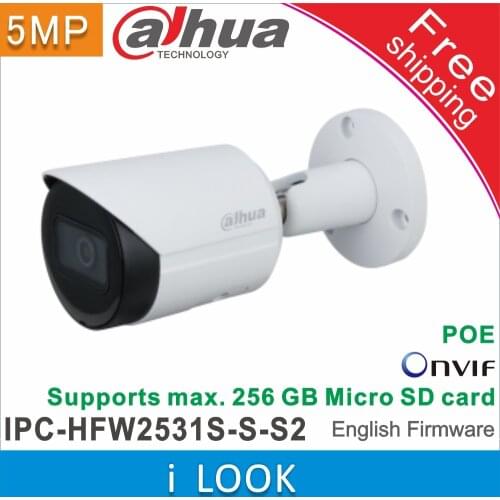 Original dahua IPC-HFW2531S-S-S2 IP67 IR30M P2P Bullet Starlight Camera 5MP IP Camera POE