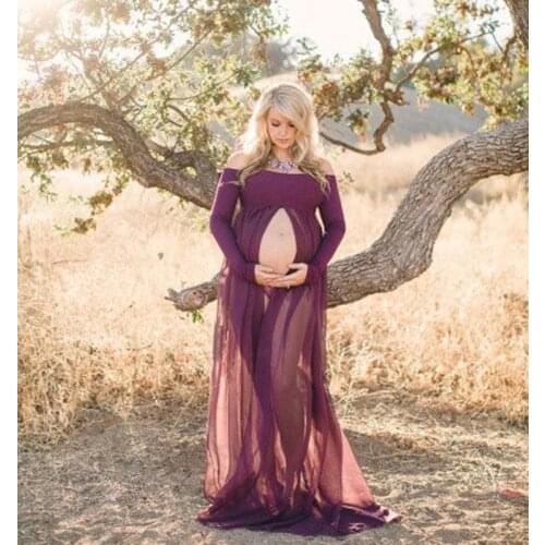 Maternity Dresses For Photo Shoot Long Chiffon Dress Maternity Photography Props Pregnancy Clothes For Pregnant Women Royal