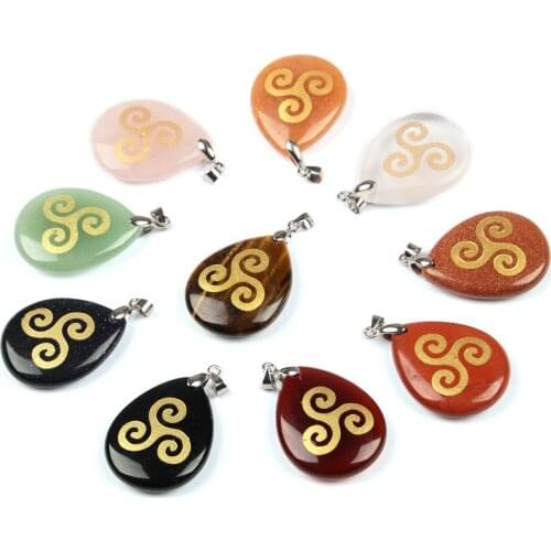 Natural crystal charms Creative natural obsidian accessories triskels symbol religion Jewelry pendants Reiki Jewelry for women