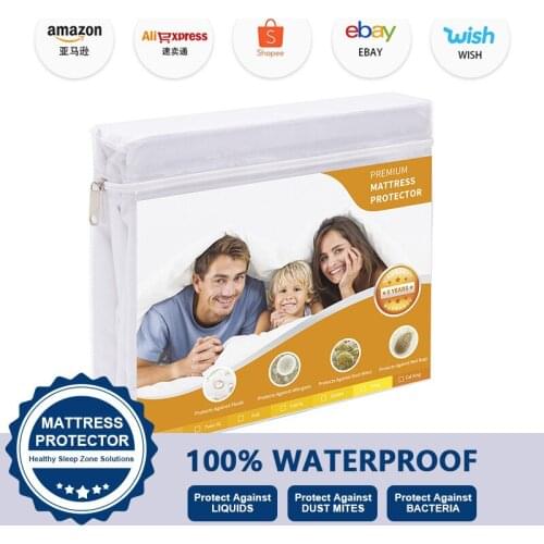 Cross-border Amazon American Standard Waterproof Bed Hat Machine Washable Sanded Solid Color Mattress Cover Diaphragm Care Pad