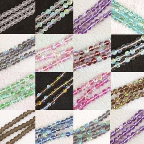 Semi-precious Stone Electroplate Multicolor Crystal 8mm Round Diy Jewelry Loose Spacers Findings Beads 15inch B974