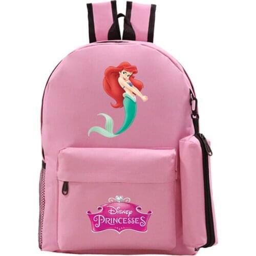 2021 Disney School Bag Mint Green Pink Cartoon Princess Print Backpack Frozen Snow White Breathable Casual Student School Bag