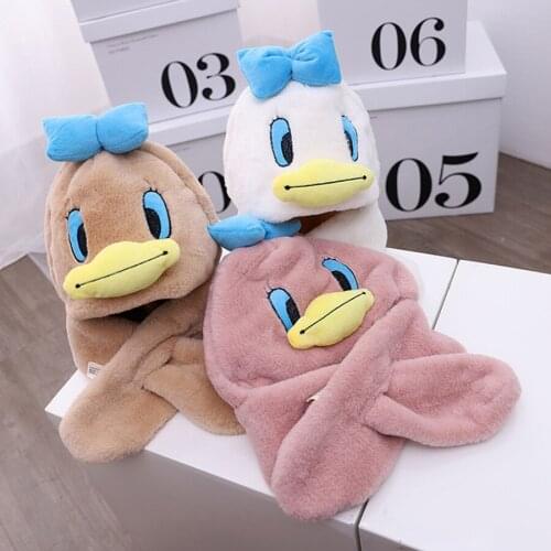 6 Colors Cute Little Duck Kids Hat and Scarf One-piece Cap for Happy Birthday and New Year Gifts
