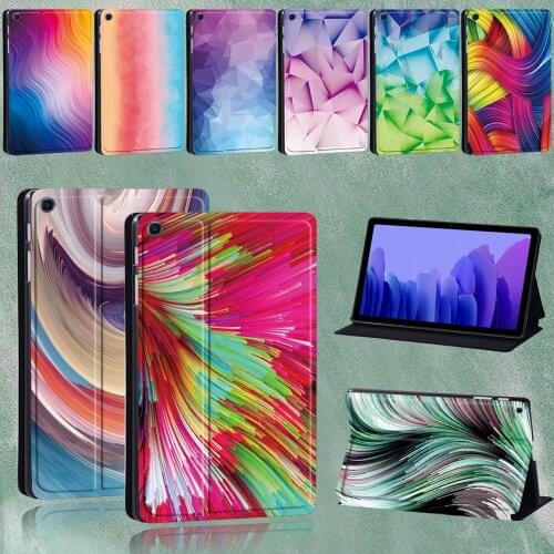 For Samsung Galaxy Tab A7 10.4 2020 SM-T500 SM-T505 Tablet Case Watercolor Series Pattern Collapsible Cover Case + Free Stylus