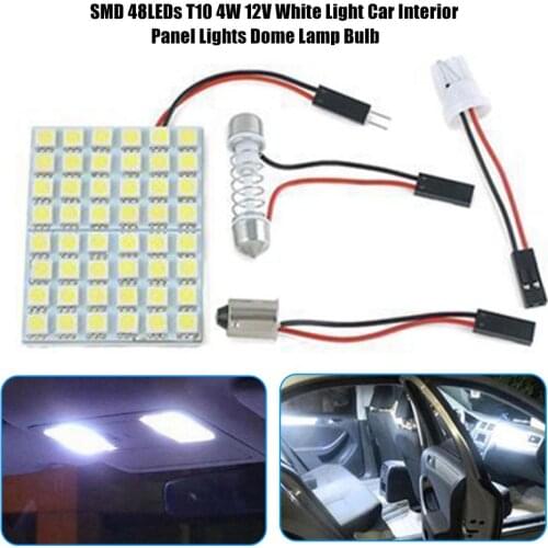 SMD 48LEDs T10 4W 12V Panel Light Car Interior Panel Lights Car Interior Reading Dome Lamp Bulb