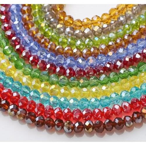 390pcs/lot Glass Round Beads 4mm Crystal Rondelle AB Loose Spacer Faceted Beads For DIY Making Jewelry Findings Fit Bracelet