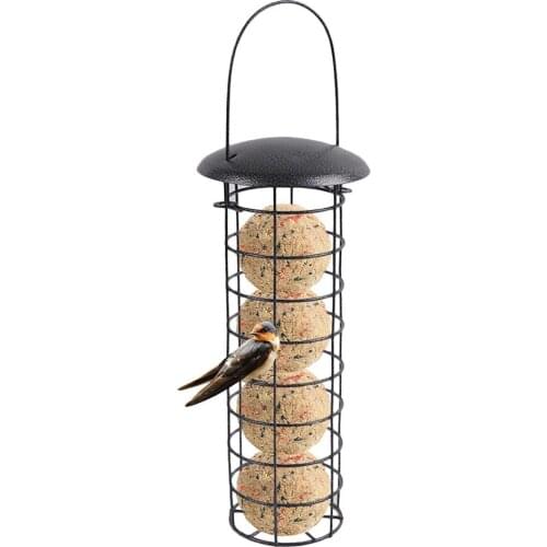 Bird Feeder Outdoor Metal Hanging Nest Feeder Feed Column With Roof Garden Balcony Wild Bird Feed Dispenser Titball Holder