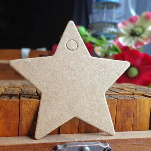 100pcs Kraft Christmas Star Gift Tag Hemp String Included Wedding Party Decoration Paper Tag Price Label Hang Tag 5.8x5.6cm