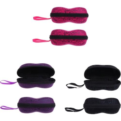 2 Pieces Hard Eyeglass Case Sunglasses Storage Case Box Zipper Pouch Black Rose Red Purple Glasses Cover for Women Men