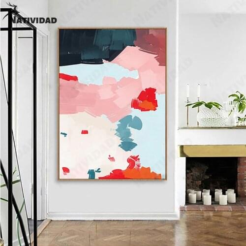 Abstract Painted Mottled Canvas Painting Wall Art Decor Poster Beautiful Print Poster Large Living Room Bedroom Home Decoration