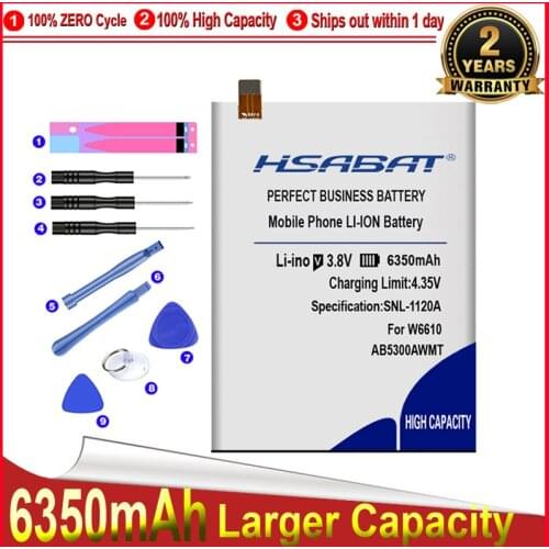 HSABAT 6350mAh Battery for PHILIPS W6610 W6618 AB5300AWMT Batteries