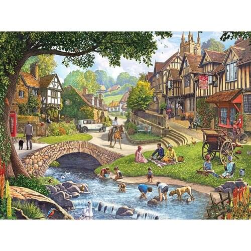 Full Square/Round Drill 5D DIY Town Landscape Diamond Painting "Summer Village" 3D Embroidery Cross Stitch 5D Home Decor