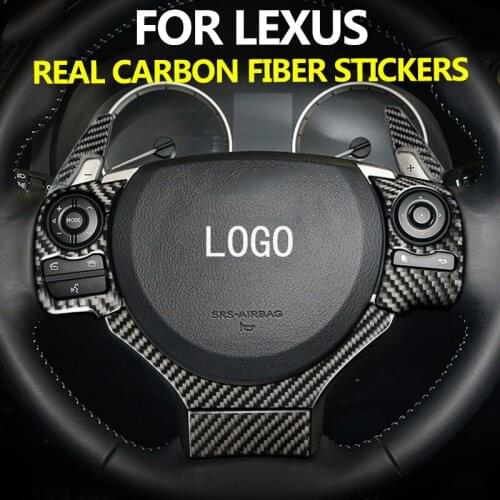 Car Steering Wheel Real Carbon Fiber Sticker Interior Accessories For Lexus IS250 NX200 NX300h CT200h 200t F SPORT RC