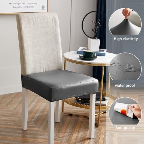 PU Leather Chair Seat Cover Elastic Water Proof Horn Stool Cover Wedding Hotel Party Decoration Lounge Half Dining Chair Cover