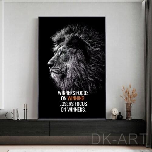 Black White Lion Inspirational Canvas Painting Modern Abstract Animals Wall Art Posters and Prints Nordic Picture for Home Decor