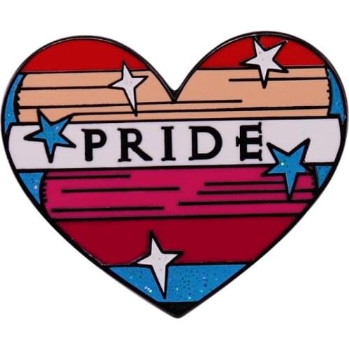 Pride Brooch Bisexual Lesbian Flag Gay Lesbian LGBT Enamel Pin Glitter Heart Queer Badge