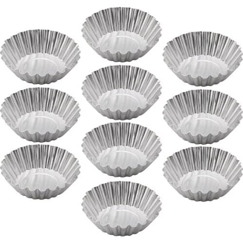Baking Tool 10Pcs Egg Tart Aluminum Cupcake Cake Cookie Flower Mold Mould Tin