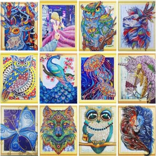 HUACAN 5D DIY Special Shaped Diamond Painting Cross stitch Diamond Embroidery Animals Picture Of Rhinestones Home Decor 40x50cm